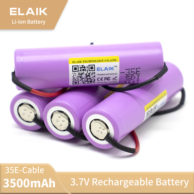 INR18650 35E Lithium Battery 3.7V 3500mAh Li Ion Rechargeable Battery cell +cable