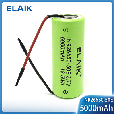 INR26650 5000mAh 3.7V high capacity rechargeable lithium-ion battery w/DIY cable