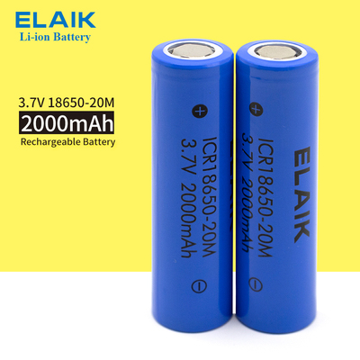 ICR18650 3.6V 2000mAh rechargeable lithium battery-20M Flat Top