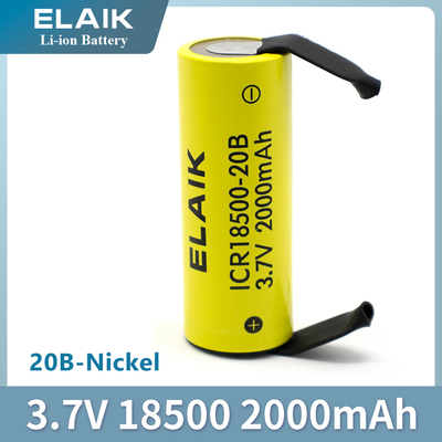 ELAIK ICR18500 3.7V, 2000mAh Rechargeable lithium-ion battery w/DIY nickel