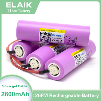 ICR18650 3.7V 2600mAh rechargeable lithium-ion battery 26FM w/DIY cable