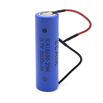 ICR18650 3.6V 2000mAh rechargeable lithium battery-20M w/DIY cable