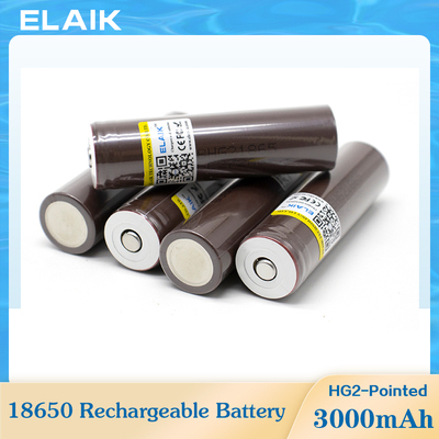 18650 3.7V 3000mAh Rechargeable power Lithium Battery HG2 w/button top