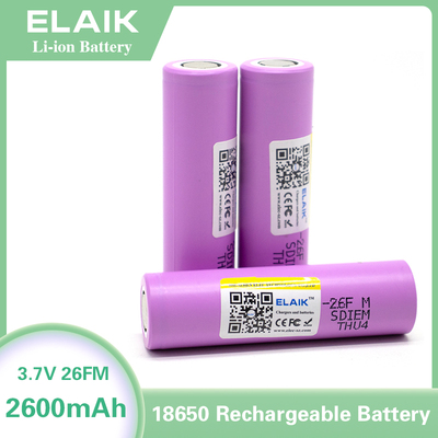 ICR18650 3.7V 2600mAh rechargeable lithium-ion battery 26FM flat top