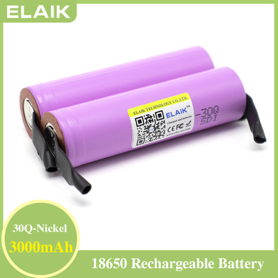 18650 Battery 3000mah 30Q 3.7v Lithium-ion Rechargeable Battery w/DIY nickel