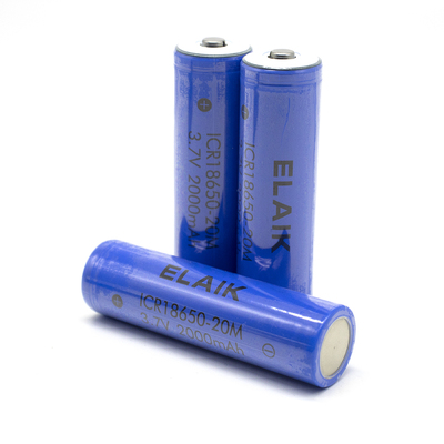 ICR18650 3.6V 2000mAh rechargeable lithium battery-20M button top