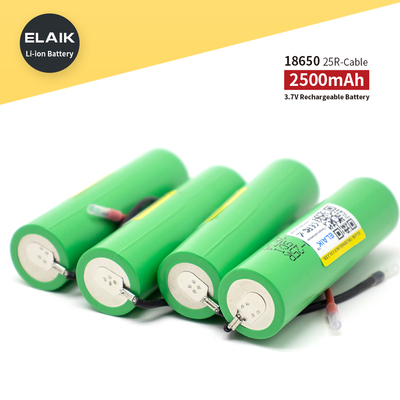 INR18650 Rechargeable lithium battery 3.7V 2500mAh power battery  25D W/DIY cable